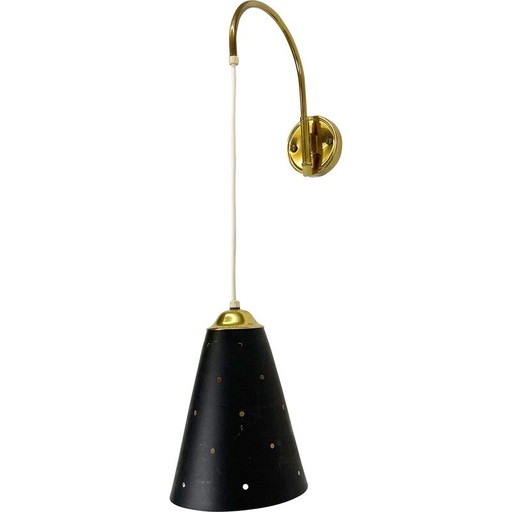 Vintage minimalist adjustable brass wall lamp, Italy 1960s