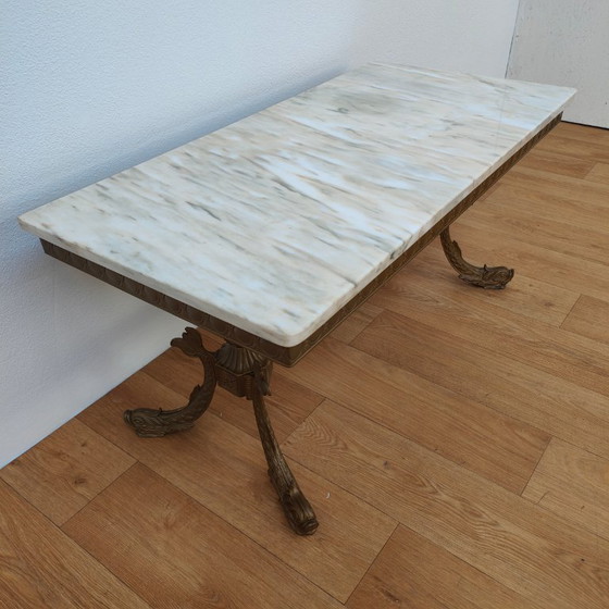 Image 1 of Vintage Marmeren Regency Salontafel Koffietafel met marmer blad Empire-stijl