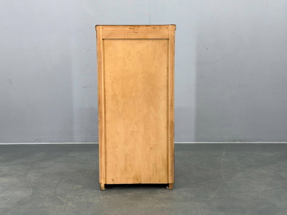 Image 1 of Art Deco Beech Tambour Office Cabinet, Czechoslovakia 1940s