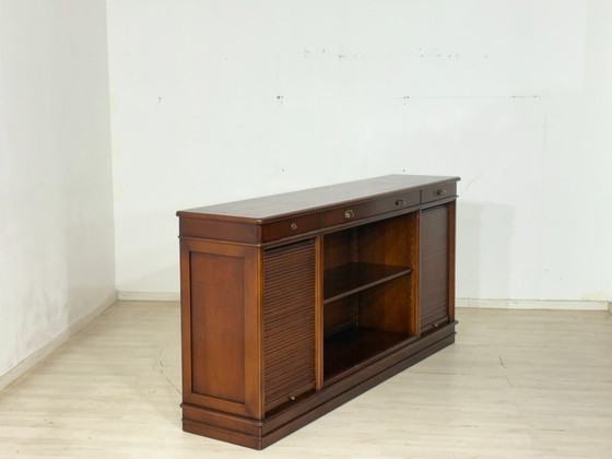Image 1 of Classic mahogany office sideboard with roll-up doors/English colonial style/sideboard/1960s