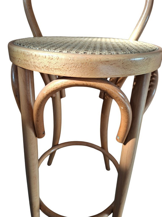 Image 1 of Set di 5 Sgabelli Thonet Style in Legno Curvato e Paglia di Vienna '70