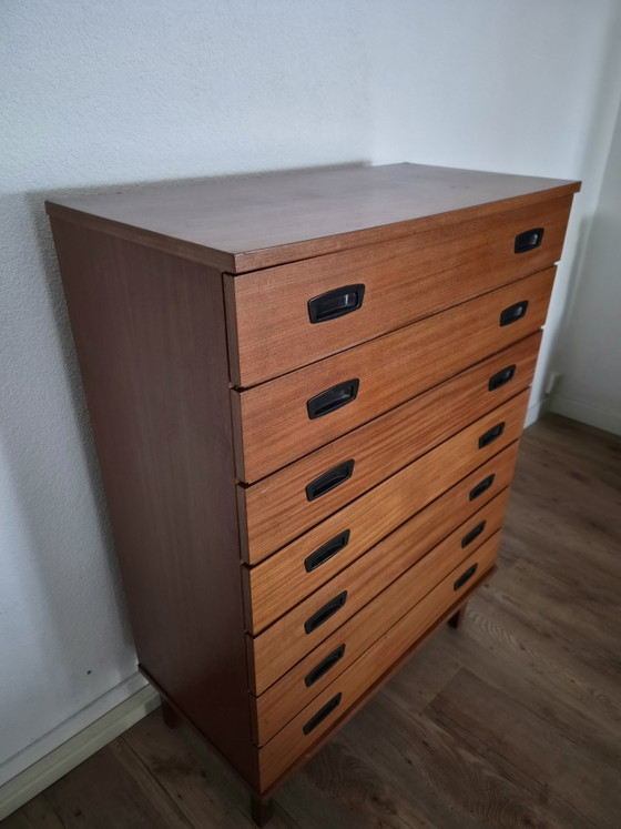 Mid-Century Modern Teakhouten Hoge Commode (jaren 60/70) – Ladekasten, Wood (photo 3 of 8)