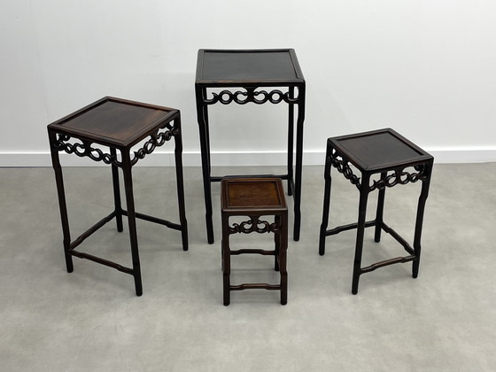 Image 1 of Chinese Huanghuali houten nest tafels circa 1900