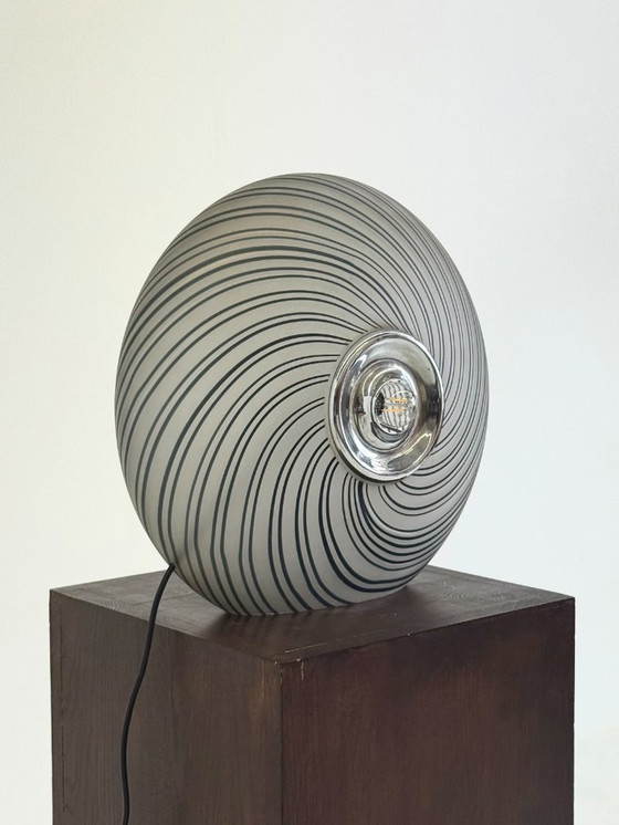 Image 1 of Italian vintage glass table lamp in shades of gray with swirl pattern