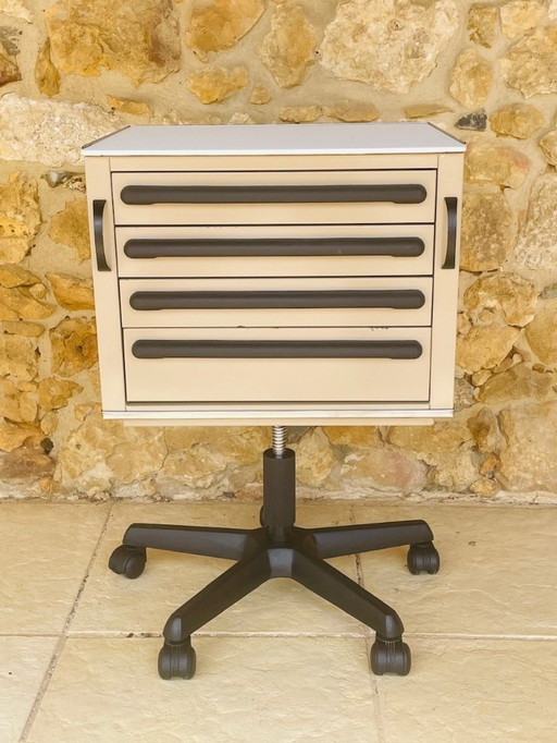 Vintage, Industrial, Swivel, Medical Cabinet  by Cazzaro 1970s/1980s