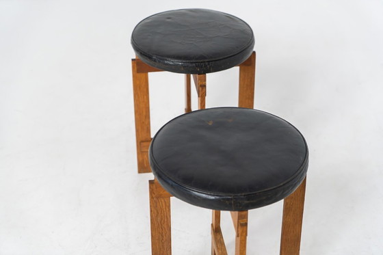 Image 1 of Sehr seltenes Hockerset von Uno & Östen Kristiansson für Luxus Vittsjö (Schweden, 1950er Jahre).