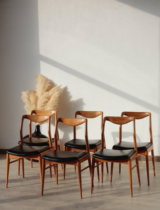 Image 1 of Set of 6 Vintage Scandinavian Teak Chairs – 1960s