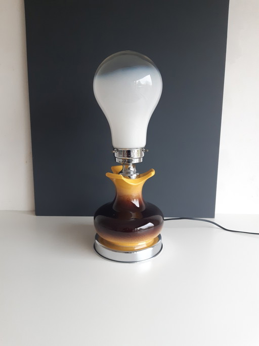 Lámpara de mesa vintage de cerámica con globo en forma de pera "Morning Mist"