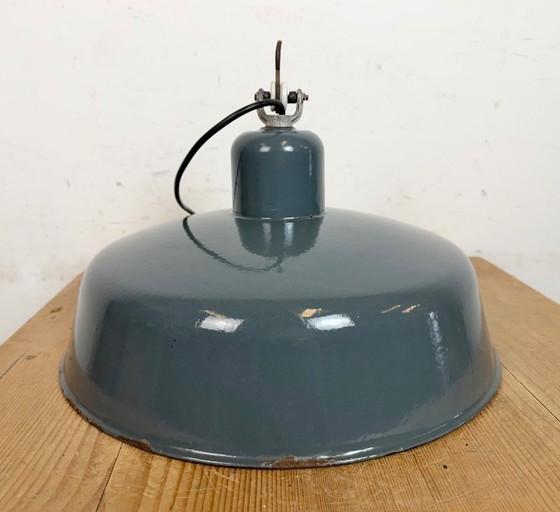 Image 1 of Industriële hanglamp van grijs emaille van Siemens, jaren 30
