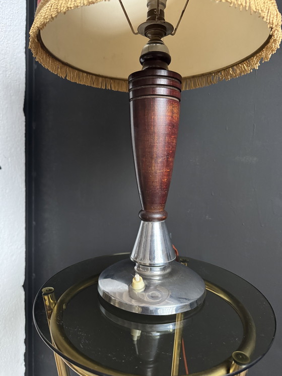 Image 1 of Art Deco lamp in wood and chrome