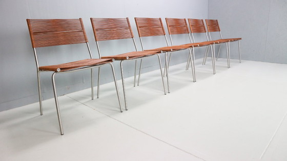 Image 1 of Satz von 6 Esszimmerstühlen "Miss B" von Tito Agnoli für Bonacina, Italien