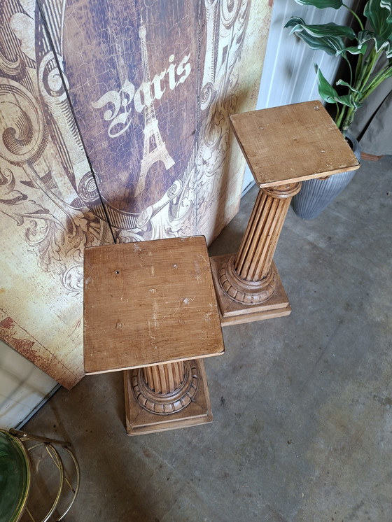 Image 1 of Antike Holzsäule, piemontesischer Pflanztisch