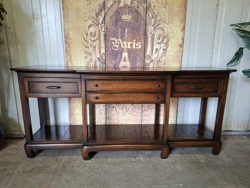 Mesa auxiliar clásica inglesa, mesa de pared, consola, dimensiones: 180x45 y 77cm de alto.