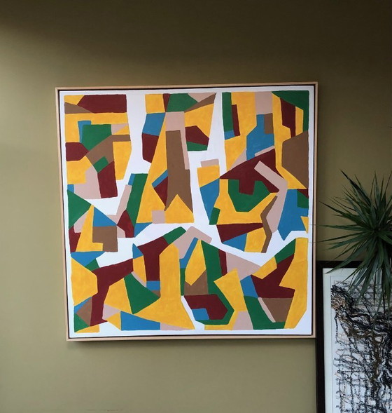 Image 1 of Large artwork abstract square with box frame