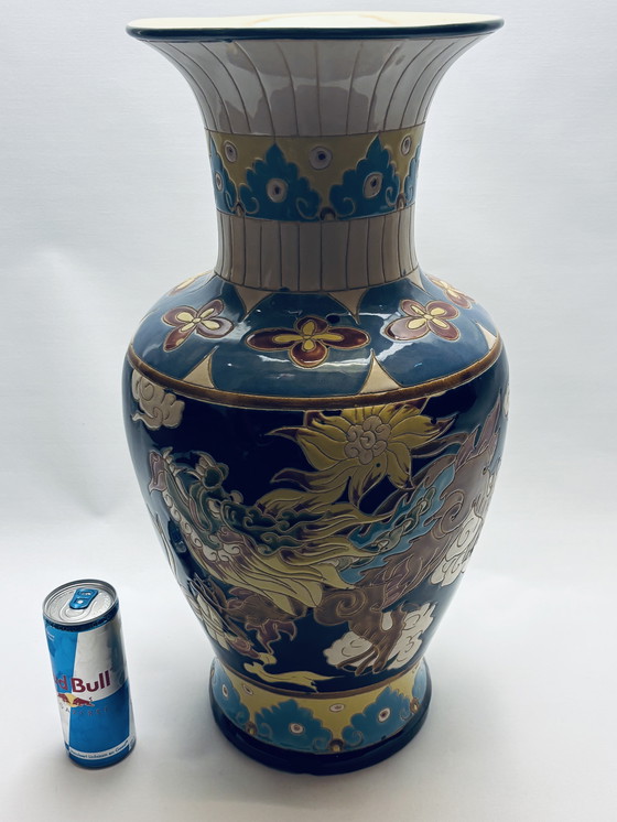 Image 1 of Grande vaso vintage in stile cloisonné - dipinto a mano - 50 cm - ottimo in