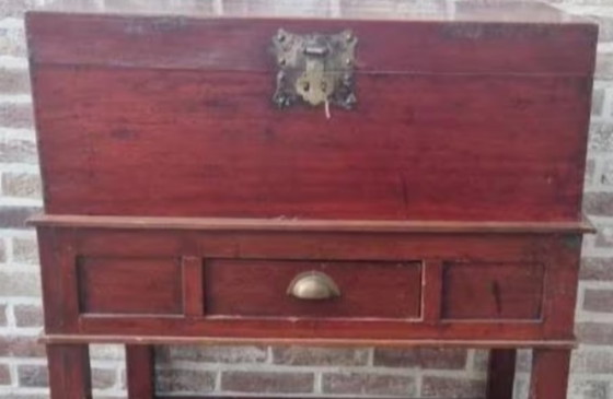 Image 1 of Antique Chinese blanket chest with drawer and base