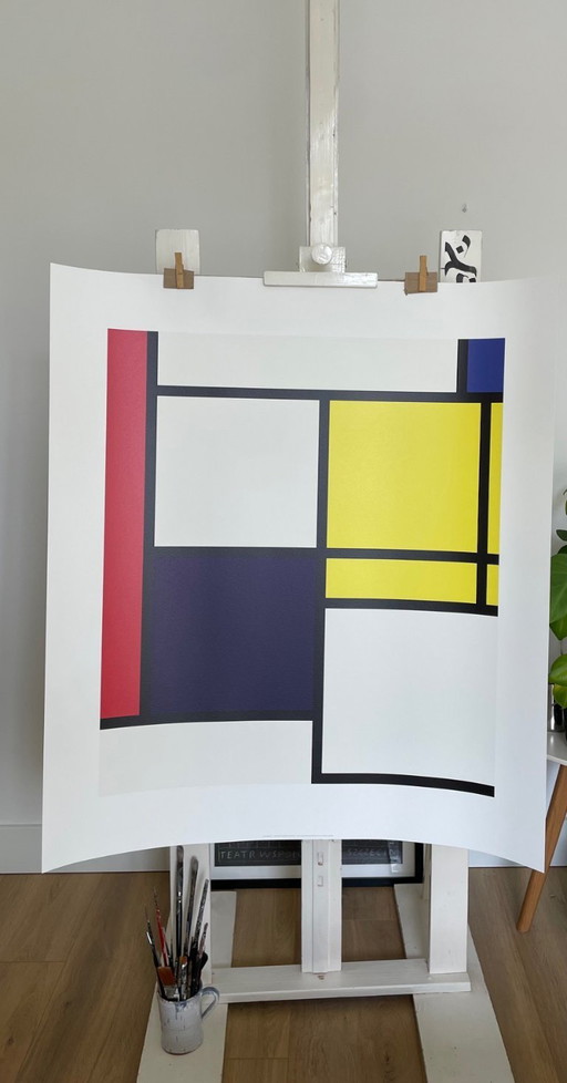 Piet Modrian (1872-1944), Composition Néoplastique No 5 E, 1924, Imprimé en Belgique. Grand format