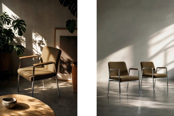Sedia da conferenza vintage in stile Mid-Century Modern tedesca, marrone, di Drabert, anni '70. (photo 16 of 17)
