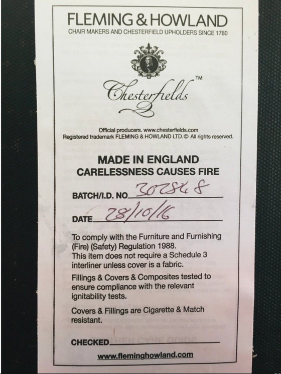 Image 1 of Poltrona Chesterfield in pelle realizzata su misura, Fleming & Howland, 2016