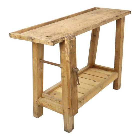 Image 1 of Antiguo banco de trabajo de madera maciza