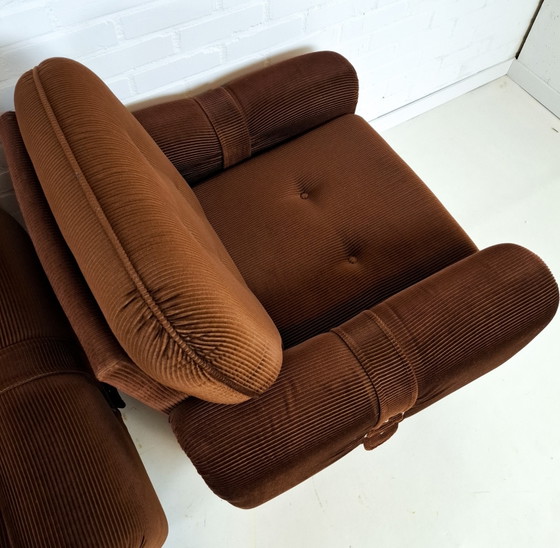 3 poltrone reclinabili vintage in velluto a coste marrone, anni '70 – Textile (photo 10 of 10)