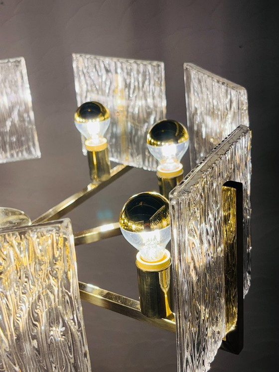 Image 1 of Vintage messing ijsglas kroonluchter