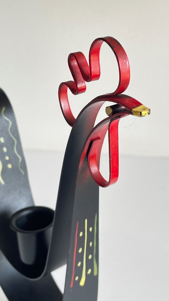 Image 1 of Vintage Swedish Rooster Shaped Metal Candlestick