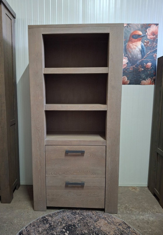 Image 1 of Robuuste eikenhouten boekenkast/opbergkast, nieuw
