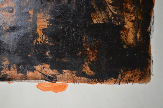 Jean Poulet “The Dead City” Óleo de los años 90, firmado y titulado – Pinturas y dibujos, Paper, Abstract (photo 5 of 12)