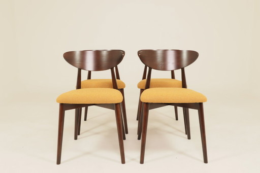 Lot de 6 chaises de salle à manger scandinaves moutarde bouclé 