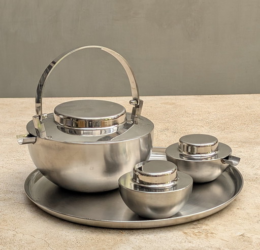 Stainless Steel Art Deco Tea Set.