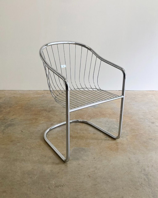 Chaise à structure tubulaire vintage Gastone Rinaldi pour Fasem