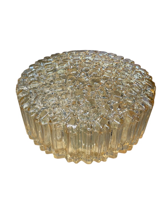 Image 1 of HELENA TYNELL Glashütte LIMBURG ceiling wall lamp dia 20cm amber glass smoky 60s 70s vintage rare