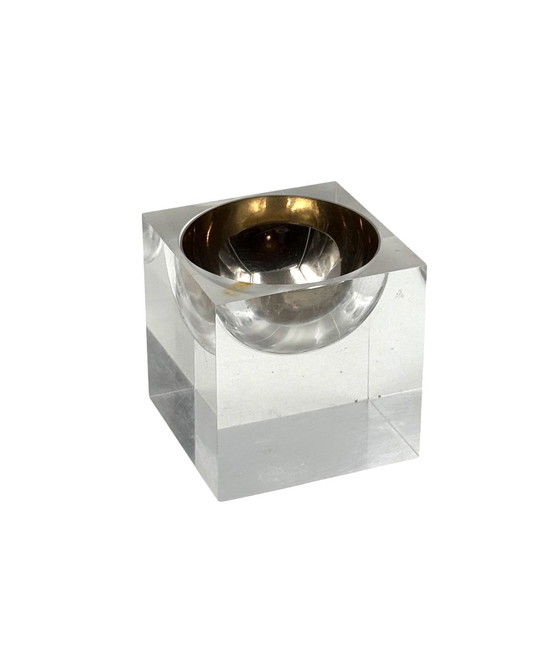 Image 1 of Ruimtetijdperk helder perspex asbak, Italië 1970