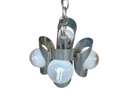 Image 1 of Iconic 1970s Vintage Chandelier – Space Age Design in Chrome Iron
