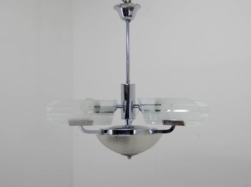 Lustre Art Déco rare, Tchécoslovaquie, années 1930