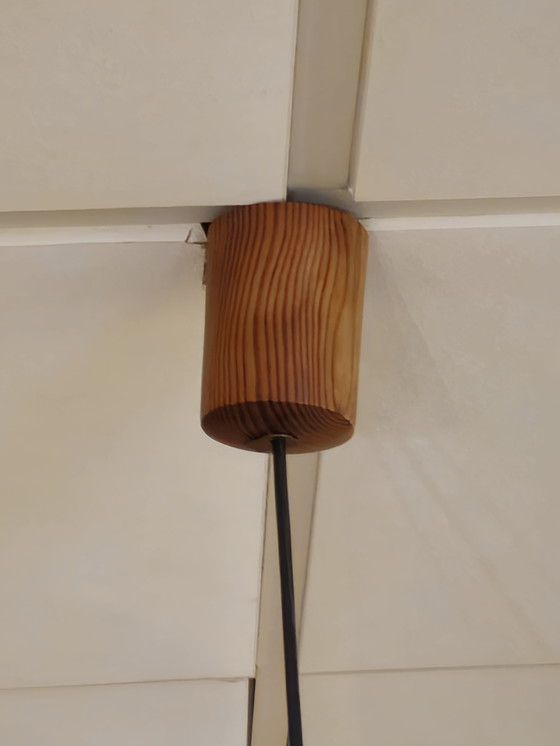 Image 1 of Vintage Hanglamp Glazen Bol Plafondlamp Lamp Messing 