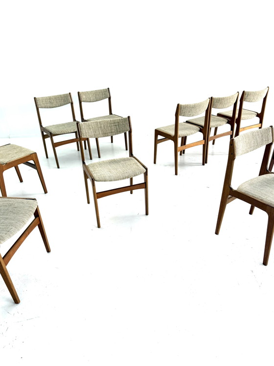 Set di 10 sedie da pranzo vintage, Erik Buch '60 – Wood, Textile (photo 9 of 13)