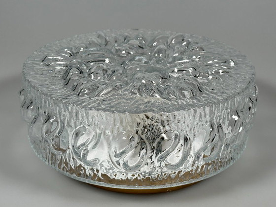 Image 1 of 60er 70er Jahre Deckenlampe Plafoniere Flush Mount Glas Metall Space Age Design