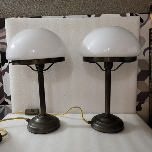 Jugentihl mushroom lamps, Antik Sieger, Germany, signed