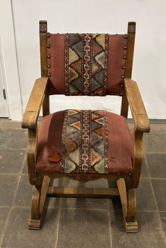 Klassieke Deense bogenstoel 20s-30s – Fauteuils, Textile, Wood (photo 2 of 9)