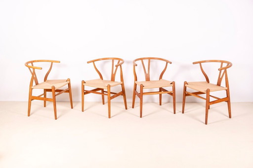4x Hans J. Wegner Eiken CH24 Wishbone Chair, jaren 80 Denemarken