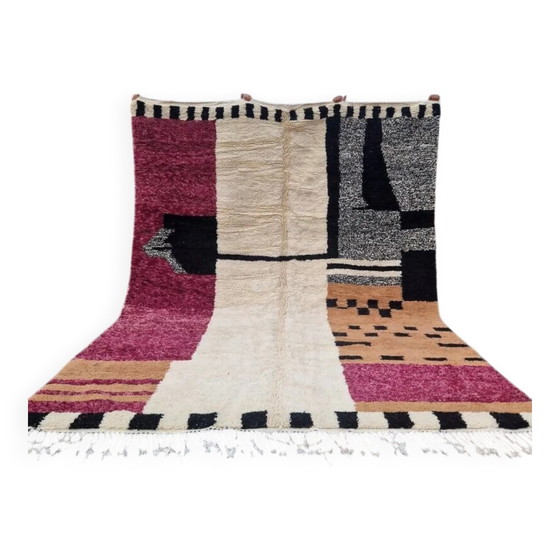 Tappeto marocchino fatto a mano - marrone, nero e rosa - 3X2m – Tappeti, Wool, Cotton, Modern (photo 2 of 10)