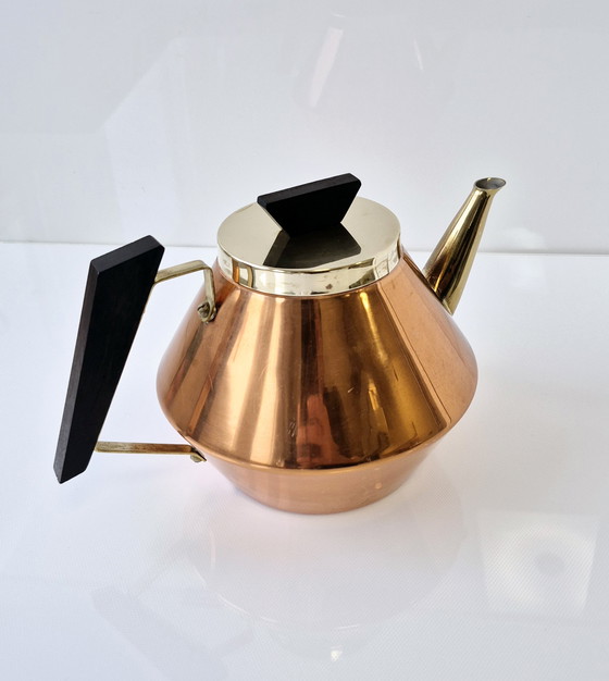 Image 1 of JODA Denmark Copper Teapot with Teak, 1960s Mid Century