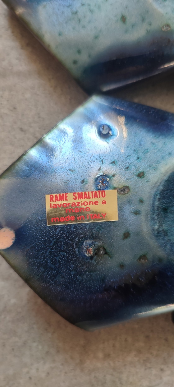 Image 1 of X5 Smaltato Rame Snuisterijbakje, Italië, jaren 60-70