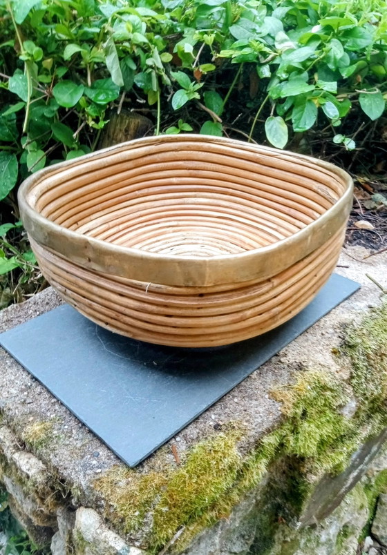 Grande cesto in vimini e ottone degli anni '60 Italia Gabriella Crespi – Oggetti decorativi, Wicker, Rattan (photo 5 of 5)