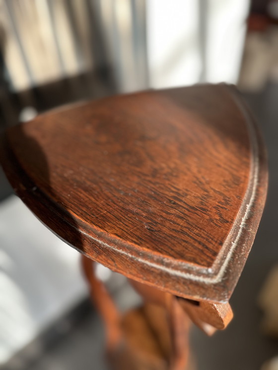 Image 1 of Columna Jardinière antigua Art Nouveau – Mesa para plantas de roble – 110 cm