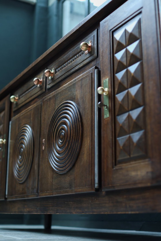 Image 1 of Charles Dudouyt Oak Credenza - 1950s French Mid-Century Modern Furniture