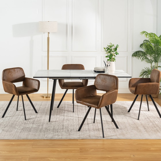 Image 1 of 2x Urban Meuble Vintage Drehstühle Für Esszimmer In Braunem Wildleder California KD Suede Brown Swivel