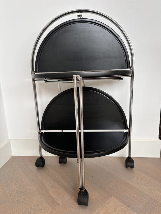 Desserte vintage pliable - noir & chrome - années 60/70 – Bremshey & co, Metal, Plastic (photo 2 of 6)